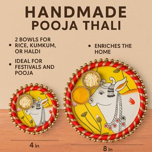 Hermoso Juego de Bandeja y Jarra Pichwai de Hierro Forjado a Mano de Jaipurios, 8 Pulgadas, Impresión UV, Regalo Corporativo de Lujo para Diwali - Product Image 4