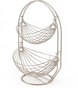Modern Metal <b>Wire</b> <b>Storage</b> <b>Basket</b> Set Double Tier Circular Design Hanging Organizers For Kitchen Pantry Multi Purpose Use - Product Image 1