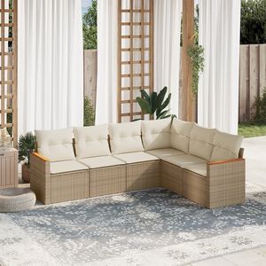 Conjunto de Sofás Modulares Grandes de Ratán Sintético PE Beige para Jardín, Muebles de Jardín Modulares Cómodos - Product Image 1