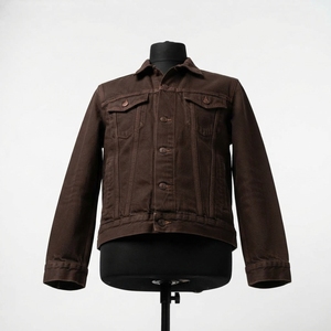 Veste en jean décontractée pour homme grande taille, col montant, logo frontal, design à capuche, 100% coton, manches longues, élégante et confortable - Product Image 5