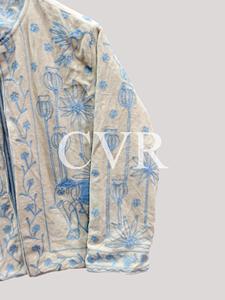 Hand Embroidered Floral Cotton Coat Mandarin Collar Full Sleeve Chinese Style Outerwear for Women Spring Casual - Product Image 3