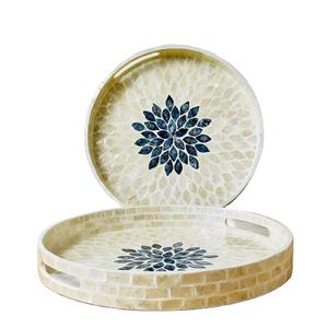 Meilleur choix pour un plateau de service écologique Conceptions personnalisées Plateau rond en nacre Plateau pour le ramadan Plaques pour le chargeur Décor varié OEM - Product Image 1