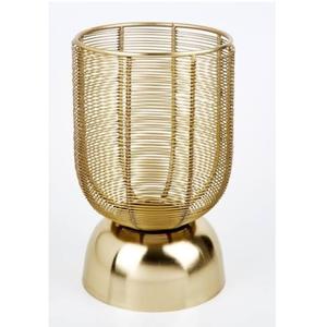 Support de bougie en métal, bois et verre gravé à la main avec finition dorée, pour décoration de mariage et de maison, support de bougie votive en métal - Product Image 2