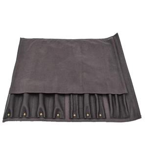 Dark Brown Canvas <b>Tool</b> <b>Roll</b> With Leather Straps And Brass Buckles Durable Equipment Storage Bag - Product Image 4