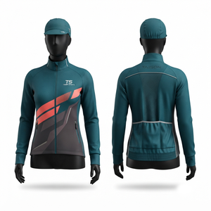 <b>Women</b> Cycling Training Hoodie 280GSM Polyester Fleece <b>Teal</b> Black Panel Custom Printed Logo Premium - Product Image 1