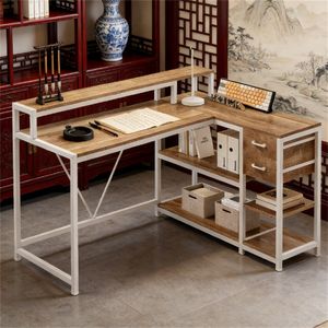 Space-Saving L-Shaped Corner Computer <b>Desk</b> with Storage <b>Study</b> <b>Desk</b> - Product Image 3