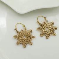 Boucles d'oreilles créoles flocon de neige plaqué or en alliage de zinc, style vintage, bijoux de fête pour femme, tons argent et or