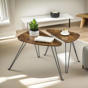 Mesa Auxiliar de Hierro con Tapa de Madera, Diseñada para Comodidad, Utilidad y Estética en el Hogar - Product Image 3