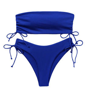 Traje de Baño de Dos Piezas de Color Sólido para Adultos, Nuevo Diseño con Cordones, Bikinis de Secado Rápido, Talla XS, Ropa de Playa, Estilo Moderno, Venta al Por Mayor - Product Image 1