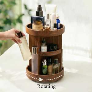 Affordable Wooden Cosmetic Organizer Cylinder 23cm Diameter With <b>Drawers</b> Simple Style Makeup Storage Cabinet By AALIYAN IMPEX - Product Image 5
