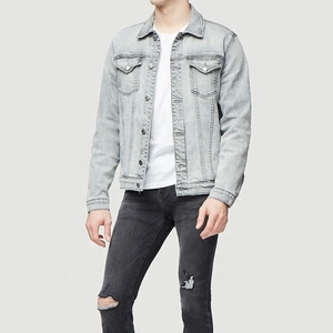 Custom Embroidered Logo Vintage Autumn Cotton Spandex Slim Fit Bomber <b>Denim</b> <b>Coats</b> Men Jean Jackets - Product Image 5