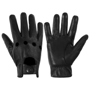 Men's Genuine Sheepskin Leather <b>Gloves</b> Classic Black Perforated Biker Driving <b>Gloves</b> Soft Breathable Full Finger <b>Gloves</b> OEM ODM - Product Image 4