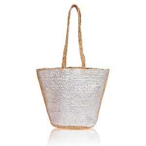 Sac fourre-tout en jute écologique tendance 2026, réutilisable, imprimé argenté, à ouverture facile, sac de voyage pour femmes et jeunes filles, fournisseur indien - Product Image 6