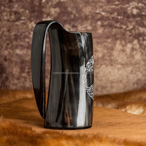 Handmade Creative Design Bar Drinking Buffalo Horn Beer Tankard Mug For Party Natural Ox Horn Material - Product Image 4