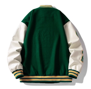 Blouson universitaire personnalisé pour homme, style streetwear hiver, broderie premium, OEM/ODM, 100% laine peignée, logo frontal - Product Image 6