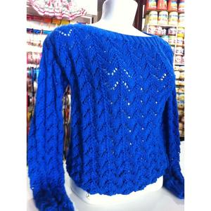 Pull en tricot jacquard à col rond et manches longues en pur coton pour femme, personnalisable, fabriqué au Bangladesh - Product Image 3