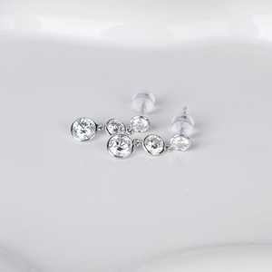 Moissanite Round Cut Three Stone Dangle <b>Drop</b> Earrings with 925 Silver Fine Bezel Set Jewelry for Women's Engagement Party Gift - Product Image 4