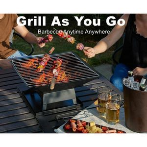 Moderna Brasera Cuadrada Pequeña para Interiores y Exteriores, Mesa de Acero Portátil para Barbacoa, Chimenea Elegante con Combustible de Alcohol para Fiestas - Product Image 4