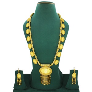 Necklace With Earrings <b>Jewellery</b> Set Goldplated Pure <b>Brass</b> High Quality Uae Dubai Made in India Fashion Jewelry Necklace Tay Set - Product Image 2