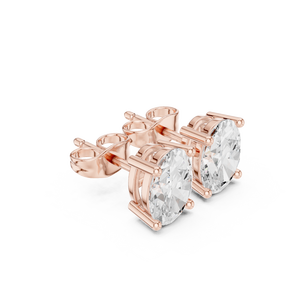 Oval Cut Diamond Stud Earrings in Solid Gold or Sterling Silver Elegant Four Prong Setting Gemstone Jewelry for Women - Product Image 2