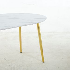 Tavolo da Pranzo, Ufficio e Caffè Estensibile in Oro e Bianco 100/140/180x100x75cm con Gambe in Metallo e Piano in MDF - Product Image 4