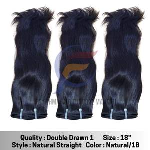 Onda Natural Indonesia 100% cabello Remy virgen humano doble cutícula dibujada alineada con máquina de trama doble estilo de onda profunda suelta - Product Image 2