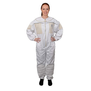 Men's Cotton Beekeeping <b>Suit</b> with Ventilated Mesh Hood Breathable Work Coverall White Full Body Protection - Product Image 5