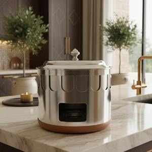Luxury Arabic Style Chafing Dish Twisted Rope Cage Soup Warmer Middle East Ramadan <b>Buffet</b> <b>Server</b> Spire Lid Single Unit - Product Image 5
