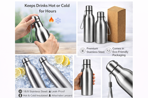 Bouteille d'eau personnalisée tendance en acier inoxydable avec impression pour usage promotionnel au bureau - Cadeau de Thanksgiving et de la Fête des Mères - Product Image 2