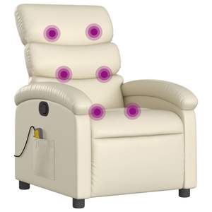 Cream Faux Leather <b>Massage</b> <b>Recliner</b> <b>Chair</b> - Product Image 2