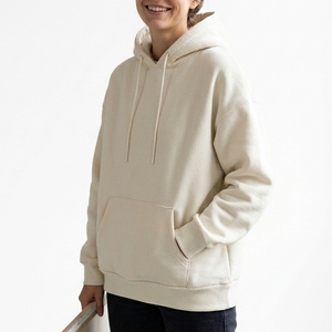 Sweat à capuche surdimensionné de qualité supérieure, blanc crème, impression de logo personnalisée, en molleton de coton, fabrication OEM ODM, vente en gros - Product Image 4