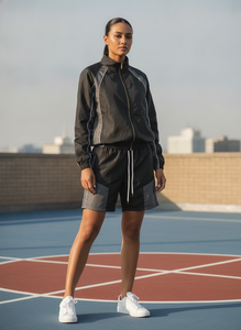 Ensemble de survêtement unisexe ADH noir et gris à manches longues avec fermeture éclair, short sportif léger en polyester, vêtements décontractés pour adultes au printemps - Product Image 5