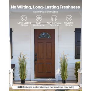 Paquete de 2 plantas de césped artificial de PVC premium de 47 pulgadas, tipo horsetail, en maceta, con arbustos de follaje artificial para uso en interiores y exteriores - Product Image 4