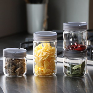 Pot à épices en verre hermétique 250 ml 500 ml, empilable, récipient de stockage alimentaire en borosilicate, organisateur de garde-manger de cuisine avec couvercle - Product Image 2
