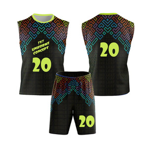 Ensemble de maillots de volley-ball sublimés personnalisés, imprimé géométrique, séchage rapide, débardeur sans manches unisexe pour adulte, short numéro 20 - Product Image 1