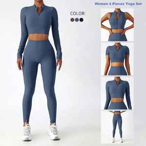 Customized High Quality 2026 Breathable Seamless Yoga Set 6-Piece Sports Outfit Quick Dry Running <b>Leggings</b> Activewear for <b>Women</b> - Product Image 6