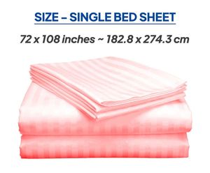 Stripes <b>Bedding</b> <b>Set</b> 400 TC Plain White Cotton Hotel Bedsheet - Product Image 4