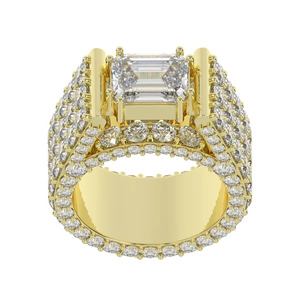 Bague de fiançailles solitaire en diamant de laboratoire certifié taille émeraude JEWELEGACY, clarté IGI VVS1, or massif, luxe pour homme, micro-pavé - Product Image 3