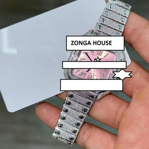 Reloj de Lujo Unisex de Acero Inoxidable con Movimiento Mecánico, Diamantes Moissanite VVS1, Totalmente Cubierto de Diamantes, Correa Deportiva de 20 mm, Cristal - Product Image 1