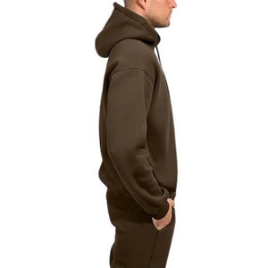 Survêtement à capuche pour homme, marron foncé, couleur unie, coton, coupe classique, avec poches latérales, vêtements d'automne - Product Image 5