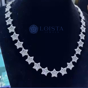 LOISTA Star Moissanite <b>Statement</b> <b>Necklace</b> 925 Silver Rhodium Plated Women's Luxury Party Jewelry - Product Image 1