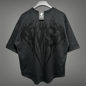Camiseta Negra Oversize de Manga Corta para Hombre con Estampado de Llama Frontal, Estilo Streetwear, Algodón Jersey, Cuello Redondo, Secado Rápido - Product Image 4
