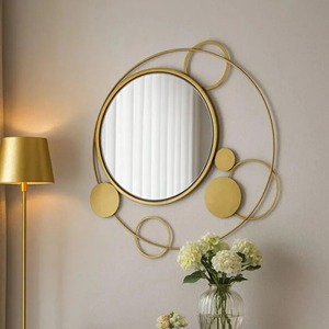 Luxury Artistic Gold Finished Metal <b>Frame</b> Mirror For Gifting Suitable For Housewarming Weddings And Special Events From India - Product Image 1