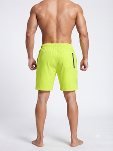 Shorts de sport pour hommes, tendance, avec poches zippées, vert foncé, séchage rapide, taille élastique, pour la course à pied, la musculation et l'entraînement - Product Image 2