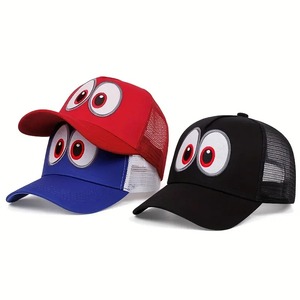 หมวกแก๊ปตาข่ายแบบ Snapback ปรับได้ ลายตาสีแดง น้ำเงิน ดำ สำหรับทุกเพศ สไตล์ลำลอง ใส่ได้ทั้งฤดูใบไม้ผลิและฤดูร้อน ทรง 6 แผง - Product Image 1