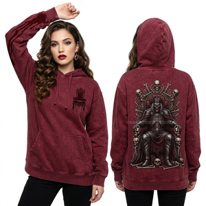 Sudadera con capucha morada claro personalizada para mujer, de forro polar, con estampado gráfico floral de esqueleto de ciervo y arte de mariposa en el pecho, estilo streetwear - Product Image 2