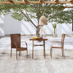 Ensemble de salle à manger d'extérieur moyen en rotin PE marron avec structure en acier thermolaqué pour jardin - Product Image 1