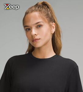 Camiseta Deportiva Ligera Informal para Mujer XEEP, Personalizable, Corte Holgado, Manga Corta, Transpirable, Cuello en V, Tejido de Punto con Letras - Product Image 2