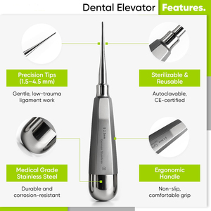 Juego de 4 Elevadores Dentales Luxating Rectos Configuración V2 Herramientas de Extracción Reutilizables Atraumáticas (Tamaños 1.5, 2.5, 3.5, 4.5mm) - Product Image 3