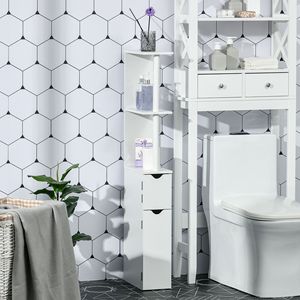 "Modern Freestanding White Bathroom <b>Storage</b> Cabinet with Space-saving & Waterproof <b>Open</b> Shelves" - Product Image 2